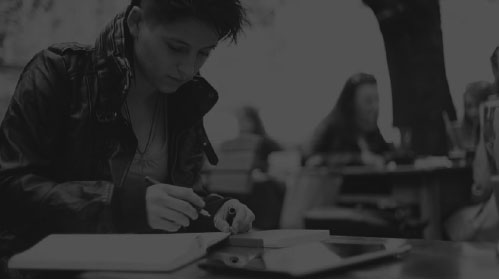 punk girl studying